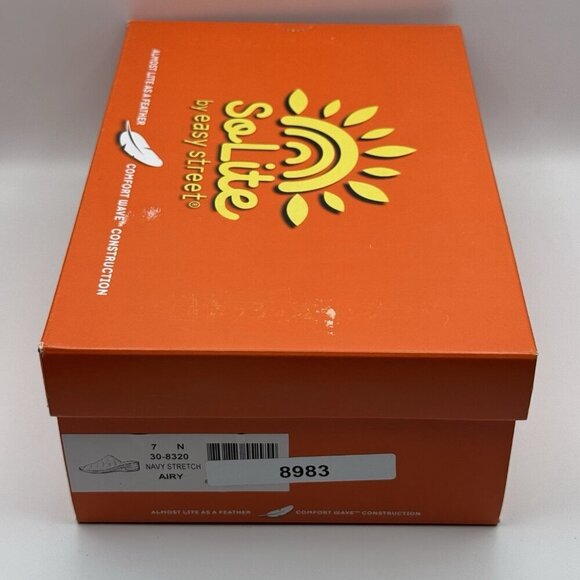 So Lite by Easy Street Airy Sandals 7N Navy Stretch Comfort Wedge Slip-On Shoes - Picture 8 of 9